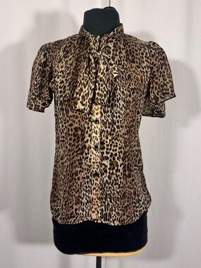 Nicolette Y2K Leopard Print Button Up Blouse